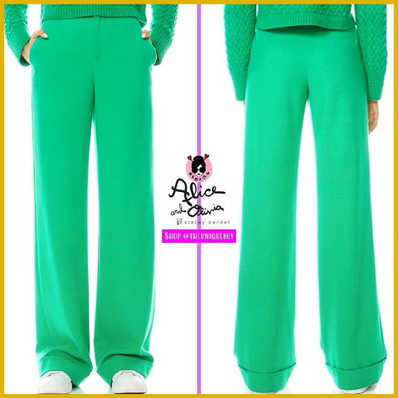 Alice + Olivia Dylan Beautiful High Rise Mint Kelly Green Pant,All Products : American Fashion Style Bags On Sale